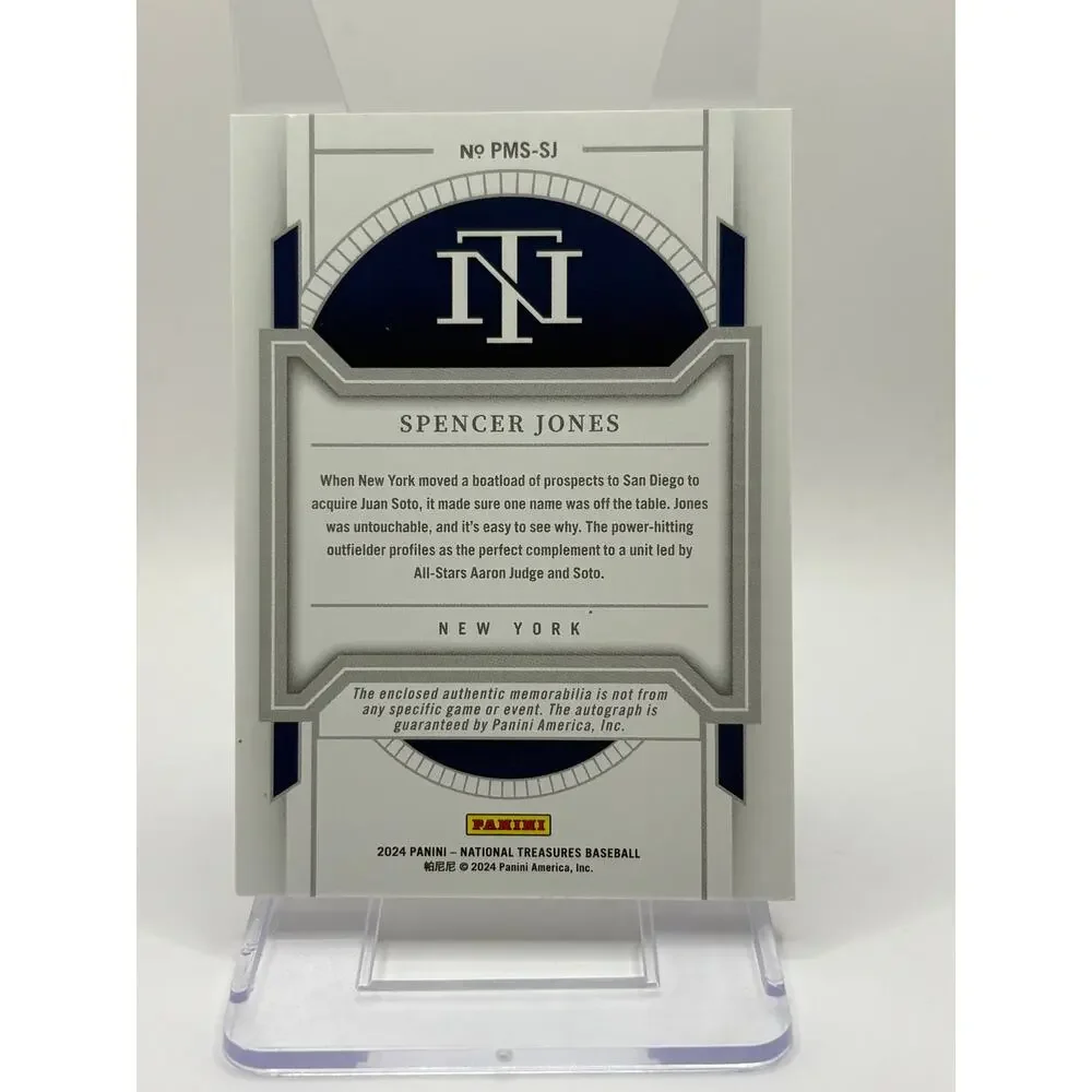 2024 Panini National Treasures Spencer Jones Jersey Patch Auto 35/99 SP Yankees - Picture 2 of 2